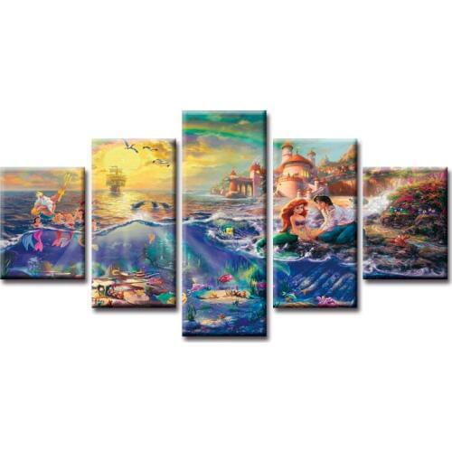 Top Wall Deocr Canvas Painting 5 Pcs Movie mermaid poster Modern Printed Oil Pictures Living Room Frame or No Frame