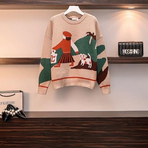 Womens spring and autumn knitted sweater womens western style casual cotton