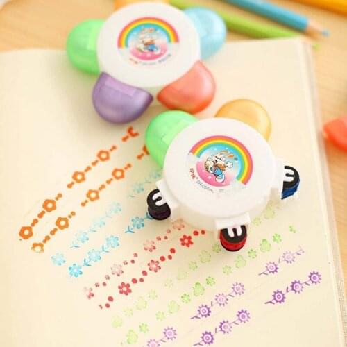1pc Colorful Scroll stamp Kids Cartoon Stamp Children Custom Plastic Rubber Self Inking Stampers Toys Free Shipping