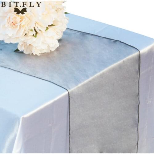 10PCS New design Silver Sheer Organza Table Runner wedding decorations 12" x 108",wedding table promotion price 30 colors