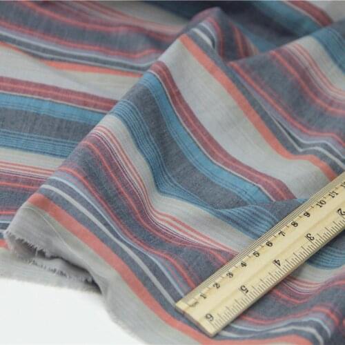 100% Cotton Yarn Dyed Dark Color Blue Red Transverse Stripe Thin Fabric for DIY Summer Apparel Blouse Dress Shirt Quilt Cushion