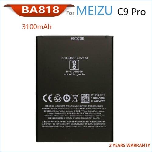 100% Original 3000mAh BA818 New Battery For Meizu C9 Pro Phone Batteries With Tracking Number