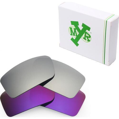 2 Pairs Mryok POLARIZED Replacement Lenses for Oakley Gascan Small Sunglasses Silver Titanium & Plasma Purple