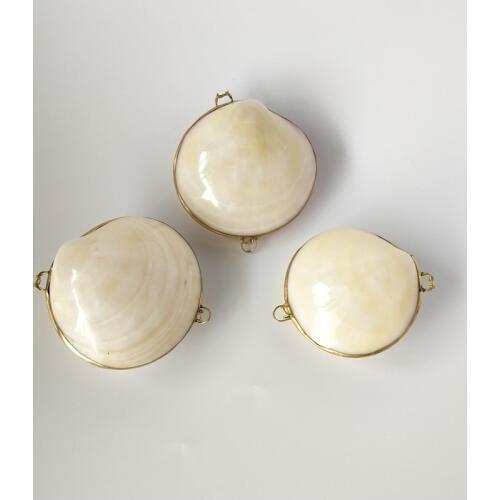 2pcs Seashell Clam Ring Holder with White Ribbon, Unique Ring Bearer Seashell Box, Beach Wedding Ring Pillow, Ring Bearer Pillow