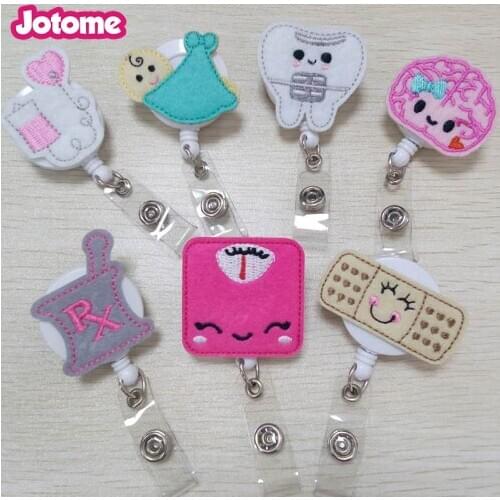 20 pcs/lot In Stock Hospital Yoyo Felt ID Card Holder For Nurse