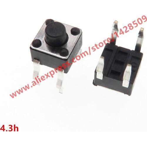200pcs 4.5*4.5*4.3mm 4pin DIP Black Micro Push Button Tactile Tact Momentary Electronic Switch