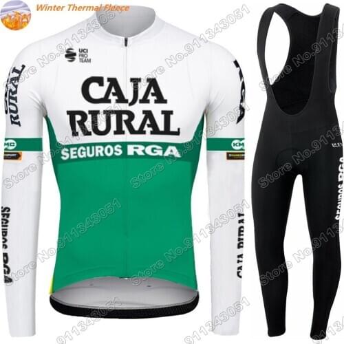 2021 Caja Rural Cycling Jersey Winter Set Men Cycling Clothing Race Road Bike Suit Bicycle Tops Jacket MTB Maillot Ropa Ciclismo