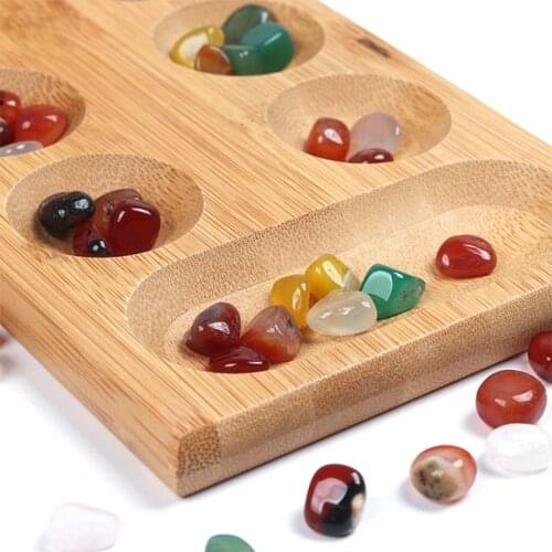 2021 New Mancala Board Game with Colorful Stones Pebbles Folding Wooden Board Chess Set R9JD