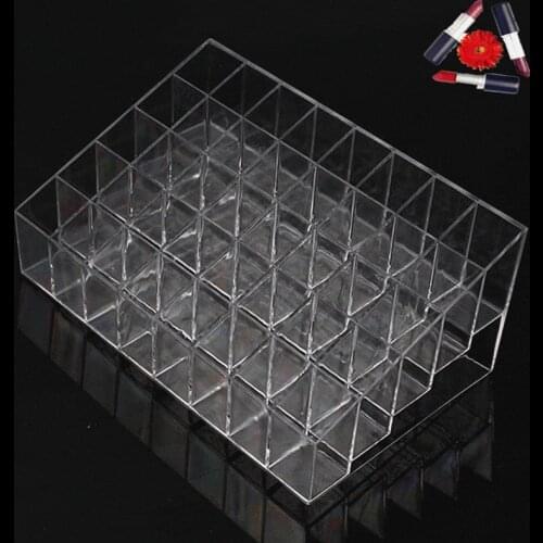 40 Lattice Trapezoid Plastic Transparent Makeup Display Rack Lipstick Stand Rack Cosmetic Organizer Holder Box High Quality
