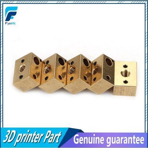 5pcs Copper Brass Heated Block For E3D Copper Hotend 3D Printer High Temperature Hardened Steel V6 Nozzles Titan Extruder