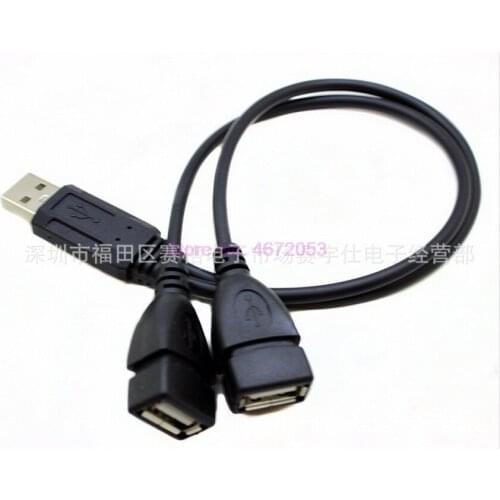 500pcs For Laptop New USB 2.0 Male To 2 Dual USB Female Jack Splitter Hub Power Cord Adapter Cable For Computer