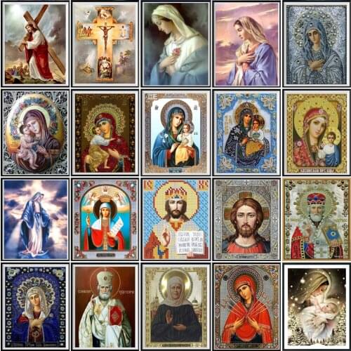 5D Full Round Drill Diamond Painting Religious Jesus Maria Diamond Embroidery Cross Stitch Mosaic Set Home Decor Gift