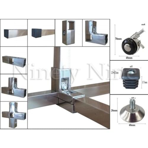 Aluminum 25x25mm Square Pipe Fittings Tube Clamp Holder Joint Connector elbow Tee Clothes Shelf Joint Connector Displaying Stora