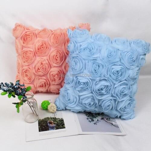 Free Shipping Custom 30X45cm 35X50cm 40X60cm 70X70cm Chiffon Embroidery+ Rayon Two Layers Cushion Cover HT-PCELRC-1-2-L
