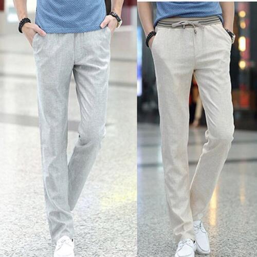 New Arrivals 2018 Summer 122cm Length Linen Pants for Men Thin Tall Mans Slim Straight Extra Long Trousers Free Shipping