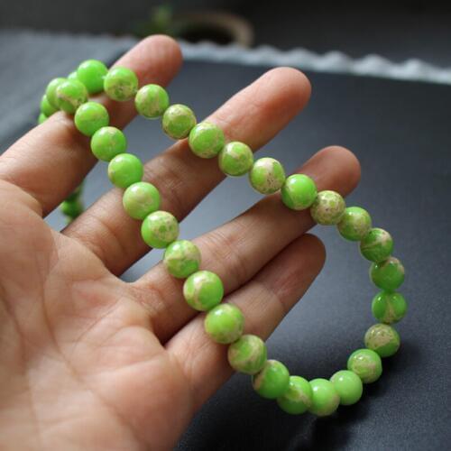 48pcs/Lot 8mm Emperor stone beads Light Green color with Snake Stripes for jewelry making