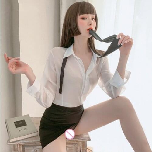 Sexy secretary uniform OL coverall tulle shirt sex skirt erotic costume cosplay sexy teacher couple sex play outfit sexy uniform