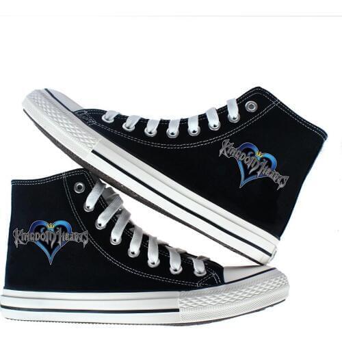 Unisex Anime Cos Kingdom Hearts Logo Sora Riku Casual Ankle Canvas Shoes Preppy Student plimsolls duck shoes Sneakers