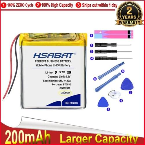 HSABAT 0 Cycle 200mAh AHB392128 Battery for Jabra BT3030 Street2 High Quality Replacement Accumulator