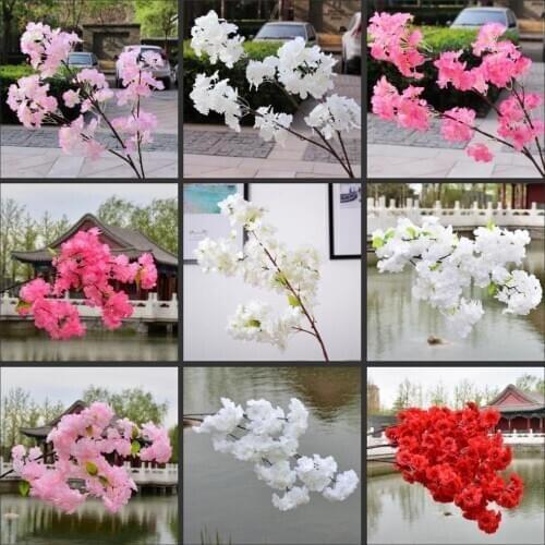 Artificial Cherry Flowers DIY Silk Fake Flower Blossom Floral Wedding Bouquet Home Decor Bouquet Flores Mariage Fake Flower