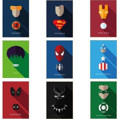 Marvel Painting Superhero Print Avengers Canvas Painting SpiderMan Iron Man Poster Wall Art Childrens Room Mural Home Decor