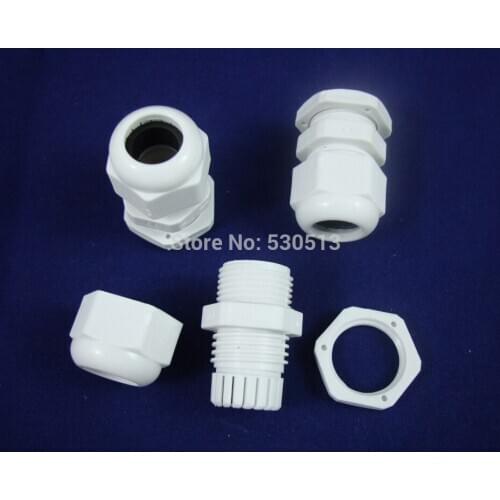 LOT OF 100PCS PG13.5 Waterproof Cable Connector Gland Dia. 6-12mm NYLON 66 94V-2 White color High quality