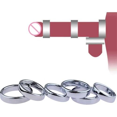 Male Stainless steel Penis Lock Ring Delay Ejaculation BDSM Metal Bondage Restraint Gay Cock Cage Ring Sex Toys for Man
