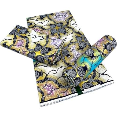 Newest Wholesale Price Best Quality African Fashion Golden Wax Fabrics Nigerian Golden Ankara Printed Wax Materials 6 Yards/pcs