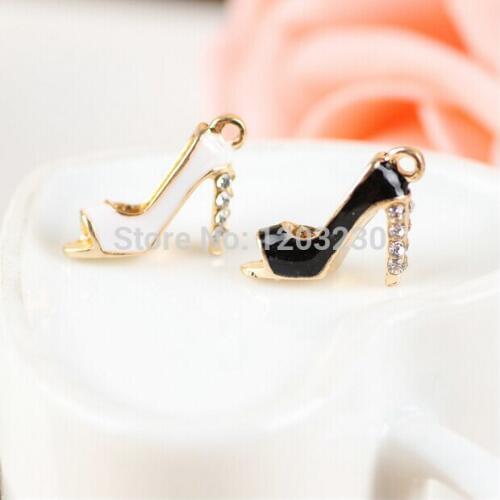 2015 Newest 50pcs/lot Alloy drop oil shoes shape metal gold-color Fish mouth High-heeled charms diy jewelry pendants charms