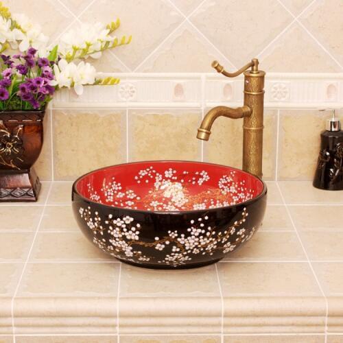 New Design Chinese Counter Top Small Ceramic Sinks