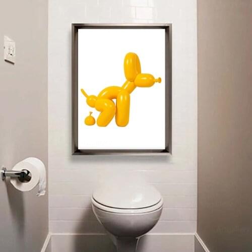 Popart Painting Wall Art Toilet Poster Home Decor Abstract Balloon Dog Print Modern Bathroom Picture Contemporary Art Canvas