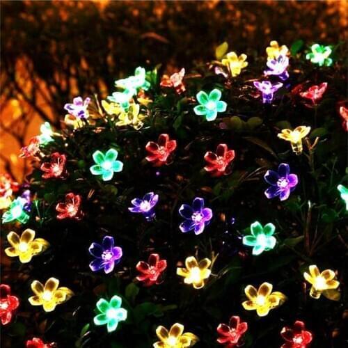 3 Colors 3 Sizes Peach Flower Solar LED String Light Outdoor Garlands Christmas Decorative Light Festival Home Decor LED Light