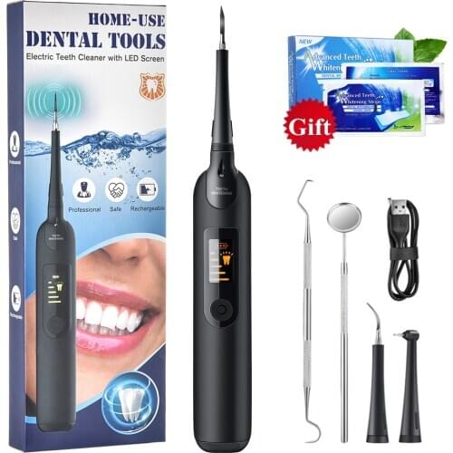 LED Electric Ultrasonic Dental Scaler Whiten Teeth Calculus Remover Household Tartar Cleaner Tool Whitening Tooth Oral Care Kit