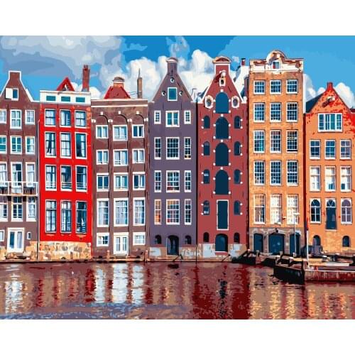 TQX-10 Unique Dutch architecture DIY Painting By Numbers Acrylic Paint On Linen Digital Painting Wall Art Picture