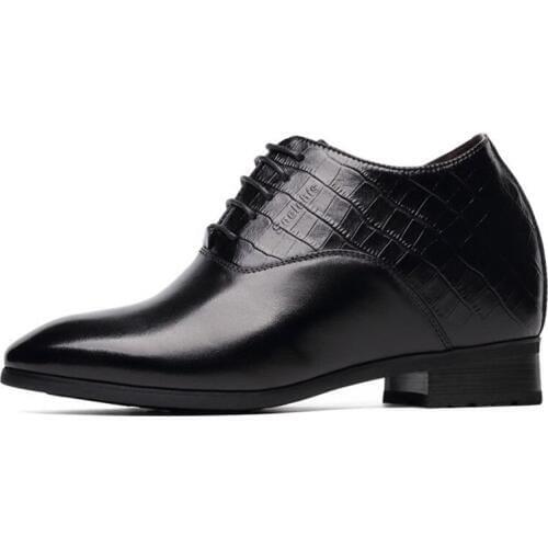 New Classic Black Leather Mens Heighten Shoes Height Increasing 10 CM Elevator Formal Dress Shoes For Wedding Party