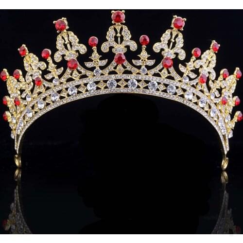 Bride Vintage Crystal Tiara Headdress Princess Queen Pageant Prom Rhinestone Crown Women Wedding Hair Accessory Jewelry Headband