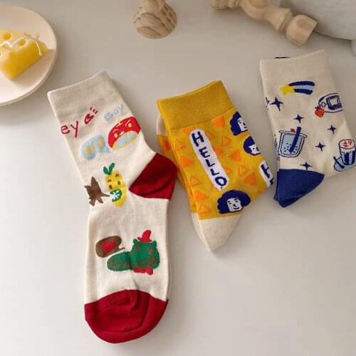 Vintage Women Cartoon Patterned Funny Socks Fashion Cute Harajuku Short Socks Japanese Creative High Quality Fashion Art Funny