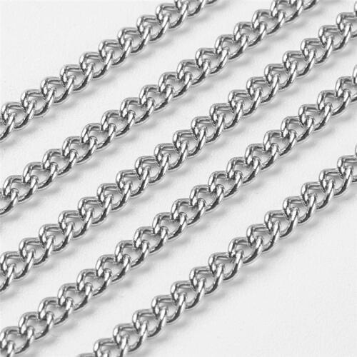 50m/roll 304 Stainless Steel Twist Chains Curb Chains Soldered for Jewelry Making DIY Bracelet Necklace Accessoried Findings