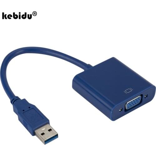 Kebidu USB3.0 Video Graphic Card Display External Cable Adapter for WIN7 WIN8 WIN10 1080P/ USB 3.0 to VGA Connector
