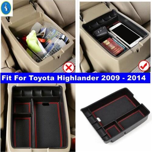 Interior Refit Kit Central Control Multifunction Container Box Storage Box Cover Fit For Toyota Highlander 2009 - 2014 / Plastic