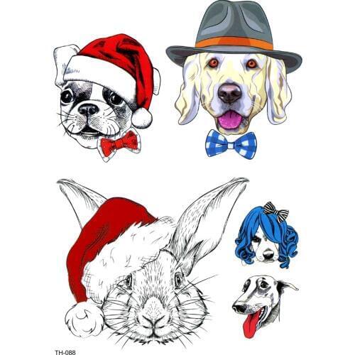 5pcs Cute Rabbit And Dog Waterproof Temporary Tattoos Men Tatouage Temporaire Femme Animals The Flash Tatoo for kids