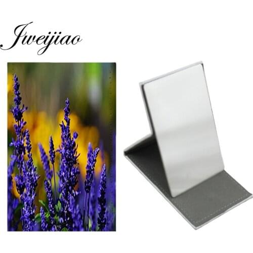Youhaken Lavender Pattern Makeup New Mirror Stainless Steel Leather Pocket Mirror Easy to Carry Unique Gifts for Women