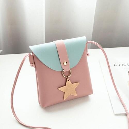 PU Leather Women Messenger Bag Cute Star Pendant Wallet Fashion Cell Phone Pouch Girl Small Bags Shoulder Bags