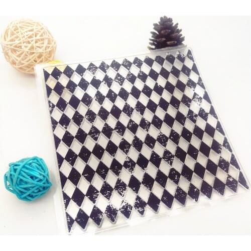 14*14CM Diamond Lattice Transparent Seal Clear Stamps Silicone Seal Roller Stamps DIY Scrapbook Album / Card Christmas Wedding