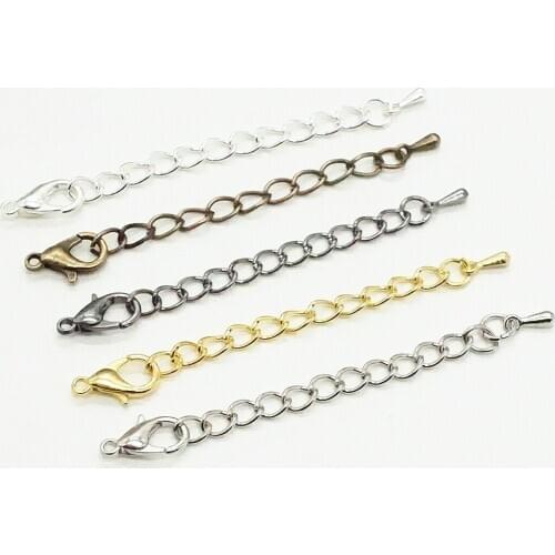 20pcs/lot 5cm 7cm Tone Extended Extension Tail Chain Lobster Clasps Connector For DIY Jewelry Making Findings Bracelet Necklace