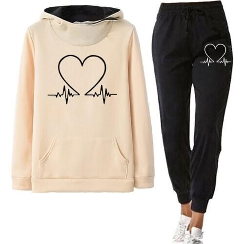 2021 Fashion Women Track Suits Sports Wear Jogging Suits Ladies Hooded Tracksuit Set Clothes Hoodies+Sweatpants Sweat Suits