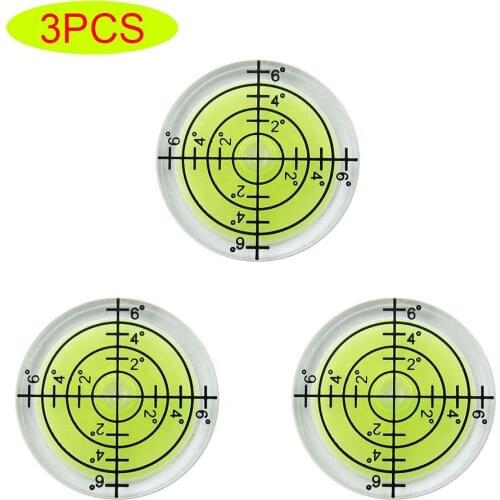 3PCS 32mm Mini Round Bubble Spirit Degree Mark Surface Level Ruler Level Measuring Instruments Measuring Tool