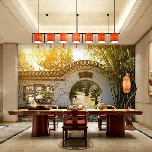 3D Chinese classical Suzhou garden mural living room Hui Style nostalgic building background wall Hotel box teahouse wallpaper