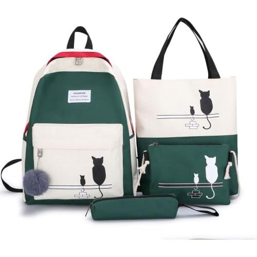 4 set School Bags for Teenage Girls Kids Children Student Backpack Travel Teen Shoulder Bag Child Schoolbag New Women backpack