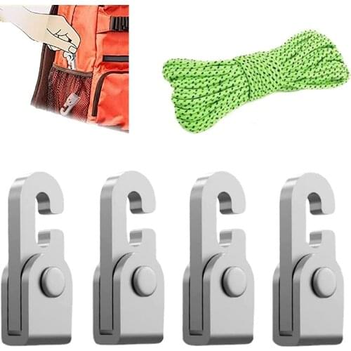 4pcs Automatic Lock Hook Self-Locking Free Knot Easy Tighten Rope Kit Heavy Duty Rope Grab for Binding Hanging Fixing Tools